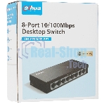 Коммутатор Dahua DH-PFS3008-8ET, 8×100 Мбит/с, неуправляемый