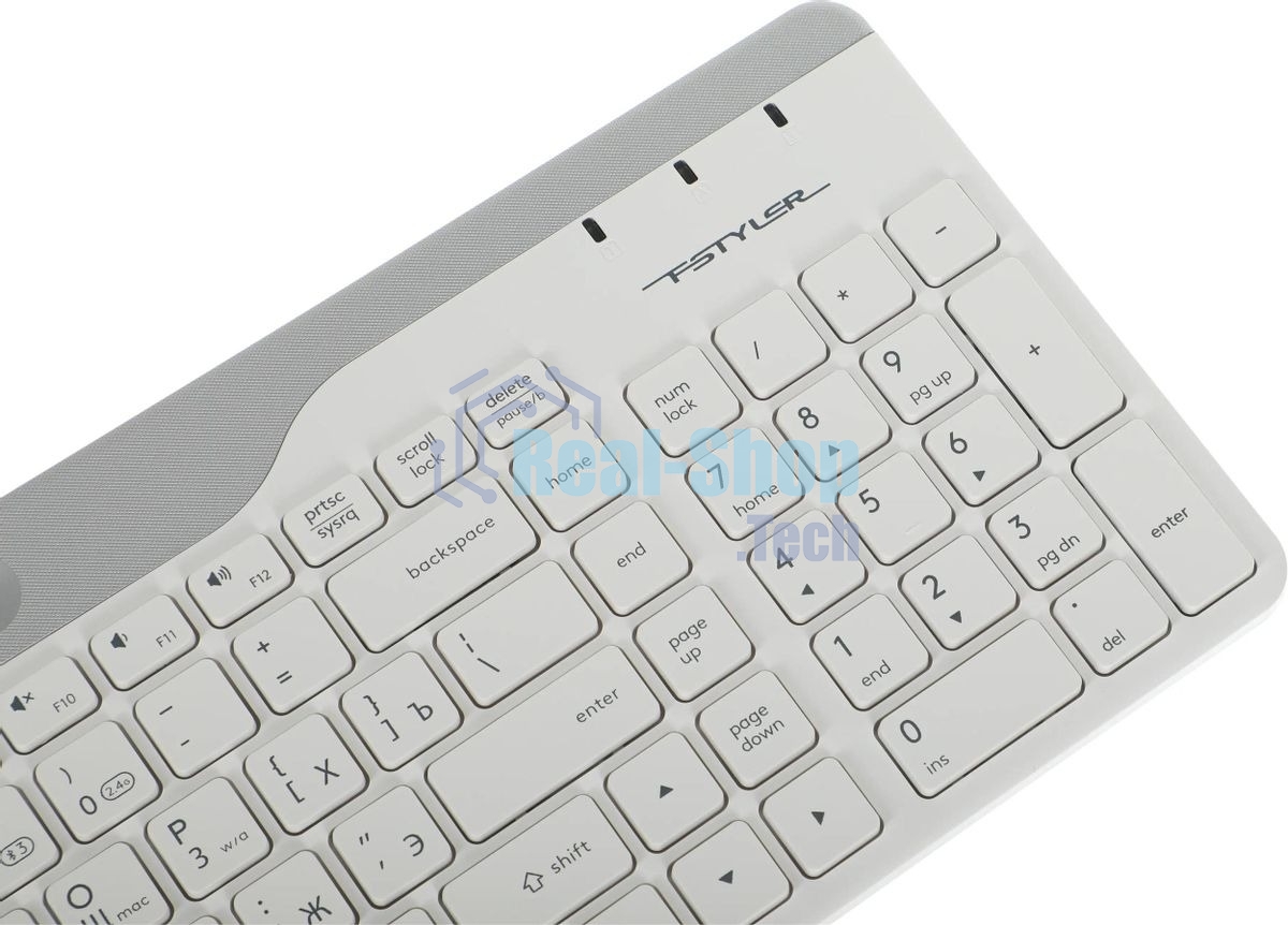 Клавиатура беспроводная A4Tech Fstyler FBK25, USB, Bluetooth/Радиоканал, белый/серый