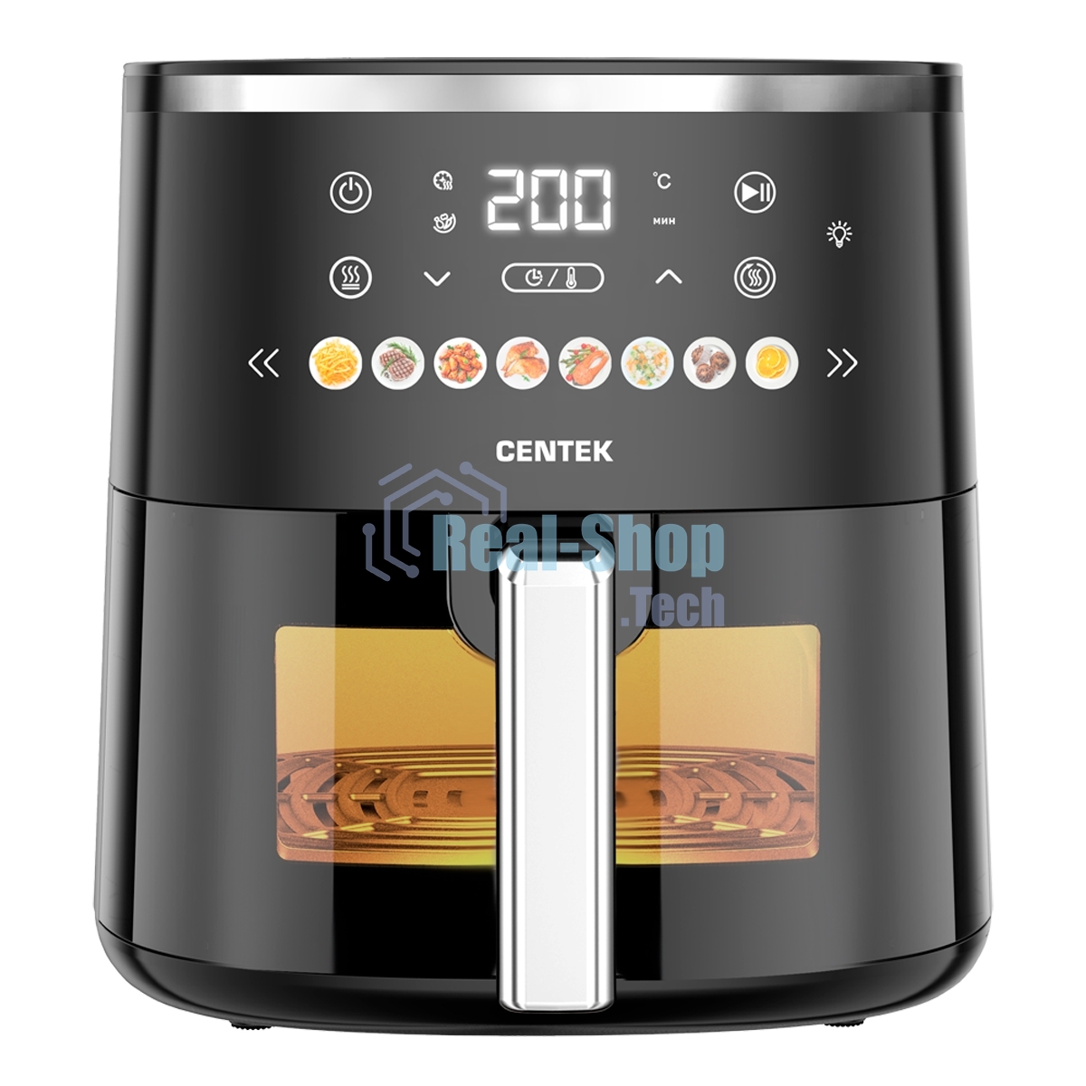 Аэрогриль Centek CT-3105 черный, 1500 Вт, 5 л, сенсор, 8 программ