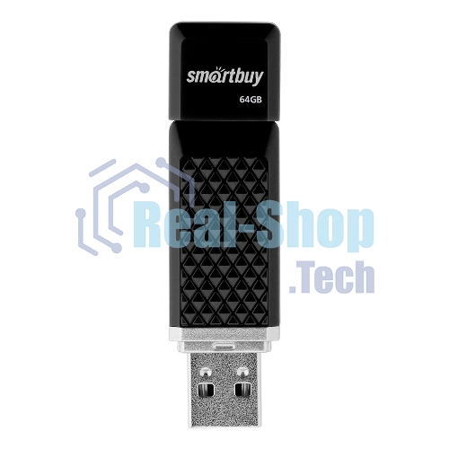 Флешка USB Smartbuy Quartz black (SB64GbQZ-K), 64Gb, USB 2.0, R/W 25/15, черный