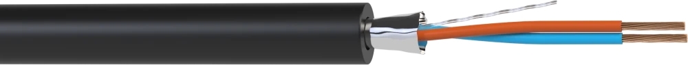 Кабель балансный микрофонный 100 м, 24 AWG, FRNC/LSZH, 0.2 мм2, диаметр 3.7мм, экран, медь 25 x 0.1 мм, черный, бухта