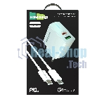Сетевое зарядное устройство MORE CHOICE NC61a белый - 1USB+1USB-C 3.0A PD 20W+QC3.0 быстрая зарядка для Type-C
