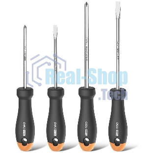 Набор отверток Home Series Gray Deli HT1004C 4шт SL5x100+SL6x150+PH1x100+PH2x150, эксклюзивный дизайн, рукоятка из высококачественного софттач пластика