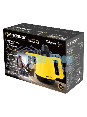 Пароочиститель Endever Odyssey Q-444 желтый/черный, ручной, 1300 Вт, 45 г/мин, 450 мл