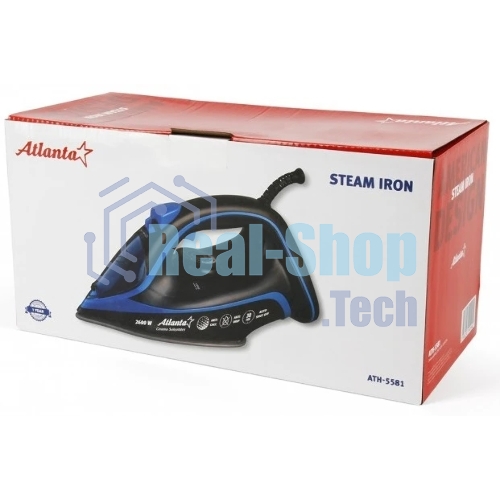 Утюг Atlanta ATH-5581 черный/синий, 2600 Вт, 32 г/мин, 89 г/мин, 380 мл