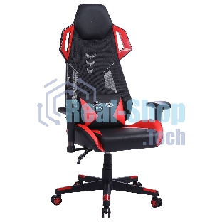 Кресло игровое Cactus CS-CHR-090BLR черный/красный, сиденье черный/красный, эко.кожа/сетка, крестовина пластик, пластик черный