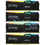 Оперативная память Kingston Fury Beast, DDR5, 64Gb (4x16GB), 5200MHz, CL40, DIMM, с радиаторами, RGB, черный