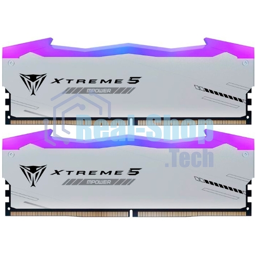 Оперативная память Patriot Viper Xtreme 5, DDR5, 32Gb (2x16Gb), 6400MHz, CL32, DIMM, с радиаторами, RGb, серебристый