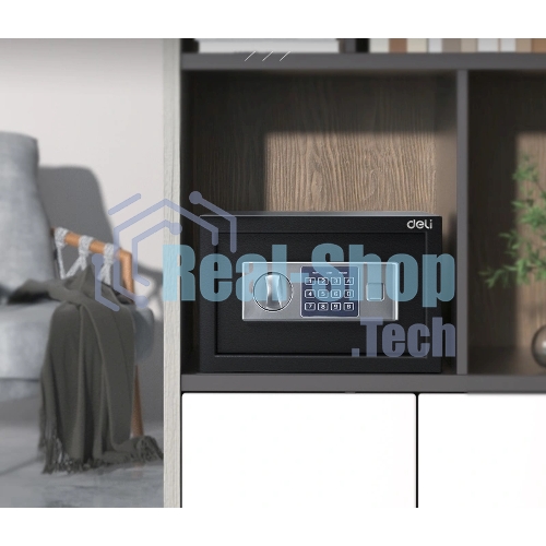 Сейф Deli ET520 310x 200x 200 мм, ключевой, электронный, черный/серебристый