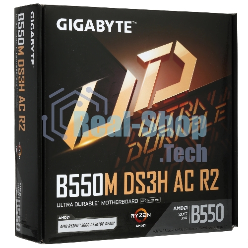 Материнская плата Gigabyte B550M DS3H AC R2, AM4, AMD B550, 4xDDR4, 4xSATA, 2xM.2, 1xPCIe 4.0 x16, 1xPCIe 3.0 x4, 1xPCIe 3.0 x1, 1xDP, 1xHDMI, 1x1Gb LAN, Wi-Fi, Bluetooth 5.0, 4xUSB-A 5Gbps, 2xUSB-A 2.0, 3x3.5 мм, 7.1, mATX