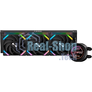 Водяное охлаждение для процессора SAMA Q60 Black (360мм, LED temp., черный, ARGb/Fans: 3x120мм, 86CFM, 30dBA, 2600RPM/Pump height 64мм, 30dBA, 2800RPM, Rad thickness 27мм/S: 1851, 1700, 1200, 20XX, 115X, AM5, AM4)
