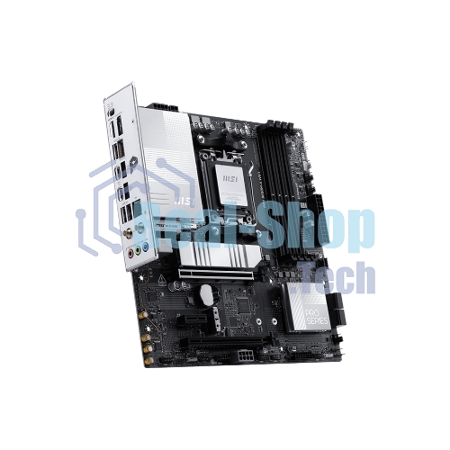 Материнская плата MSI PRO B850M-A WIFI, AM5, AMD B850, 4xDDR5, 4xSATA, 2xM.2, 1xPCIe 5.0 x16, 1xPCIe 4.0 x4, 1xPCIe 3.0 x1, 1xDP, 1xHDMI, 1x5Gb LAN, Wi-Fi 7, Bluetooth 5.4, 2xUSB-C 10Gbps, 3xUSB-A 10Gbps, 3xUSB-A 5Gbps, 4xUSB-A 2.0, 3x3.5 мм, 7.1, mATX
