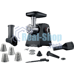 Мясорубка электрическая Bosch MFWS440B черный, 1900 Вт, 2.5 кг/мин, реверс, защита от перегрузки, насадки - 7