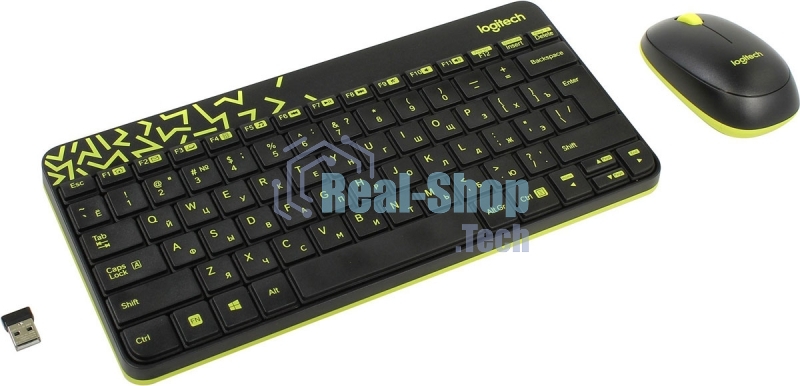 Комплект клавиатура+мышь Logitech MK240 Nano беспроводной, USB, 1000 DPI, чёрный