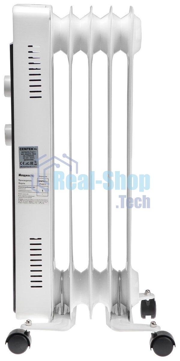 Обогреватель масляный Centek CT-6221-5 (5 секций) белый, 400/600/1000 Вт, 12,5 м2, 3 режима, термостат