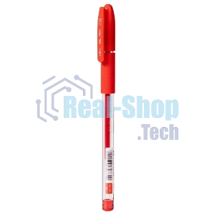 Ручка гелевая Deli EG150-RD прозрачный, d=0.38мм, красные чернила, игловидный пишущий наконечник, резиновая манжета