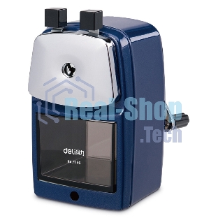 Точилка для карандашей механическая Deli 71156BLUE, 1 отверстие, металл, синий