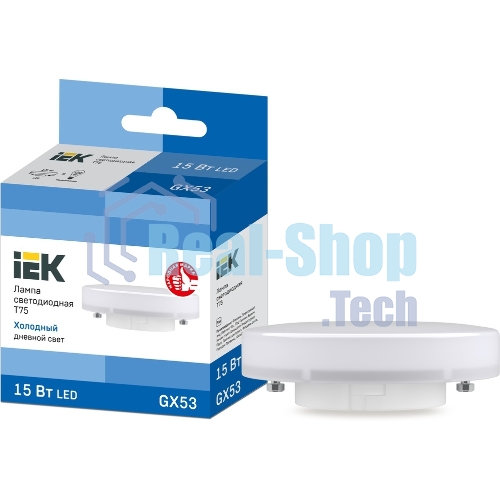Лампа светодиодная T75 таблетка 15Вт 230В 6500К GX53 IEK LLE-T80-15-230-65-GX53