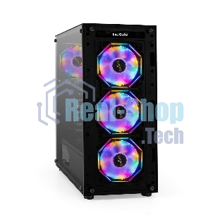 Компьютерный корпус Miditower ExeGate i3 BASE-NPX600 (ATX, БП 600NPX с вент. 12 см, с окном, 1*USB+1*USB 3.0, аудио, 4 вент. 12см с RGb подсветкой)