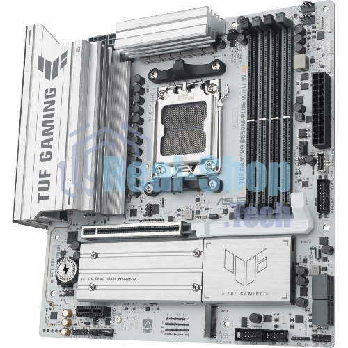 Материнская плата Asus TUF GAMING B850M-PLUS WIFI7 W, AM5, AMD B850, 4xDDR5, 4xSATA, 3xM.2, 1xPCIe 5.0 x16, 1xPCIe 3.0 x1, 1xDP, 1xHDMI, 1x2.5Gb LAN, Wi-Fi 7, Bluetooth 5.4, 1xUSB-C 20Gbps, 3xUSB-A 10Gbps, 4xUSB-A 5Gbps, 4xUSB-A 2.0, 5x3.5 мм, 7.1, mATX