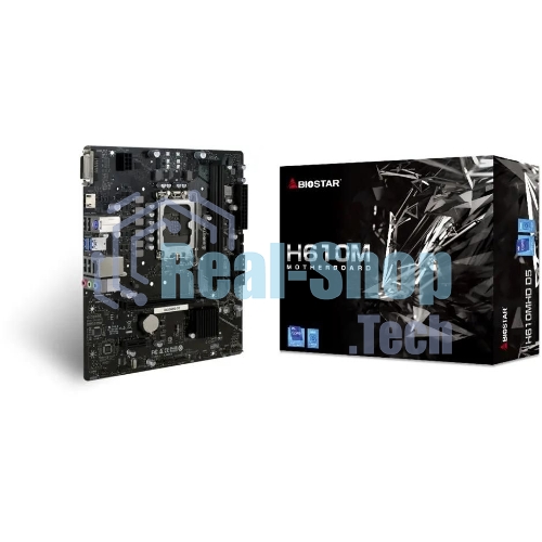 Материнская плата Biostar H610MHD D5, LGA1700, Intel H610, 2xDDR5, 4xSATA, 1xM.2, 1xPCIe 4.0 x16, 1xPCIe 3.0 x1, 1xDP, 1xHDMI, 1x1Gb LAN, 2xUSB-A 5Gbps, 4xUSB-A 2.0, 2x3.5 мм, 7.1, mATX