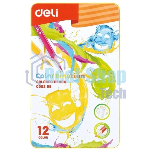 Карандаши цветные Deli Color Emotion EC00205 EC00205, липа, 12 цветов, коробка металлическая