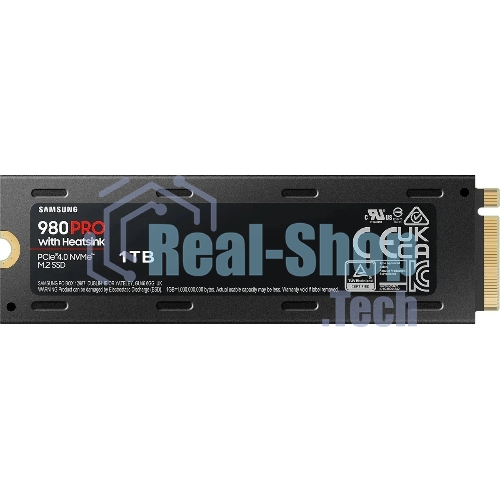 Накопитель SSD Samsung 980 PRO, 1TB, PCIe 4.0 x4, M.2 2280, NVMe, R/W 7000/5000, с радиатором