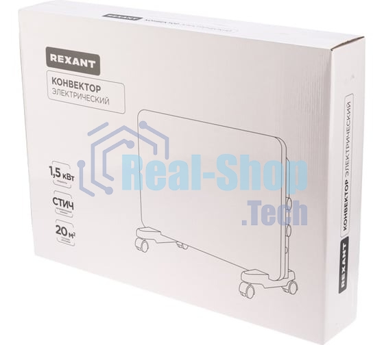 Конвектор электрический Rexant белый 1500 Вт, 20 м2, механический термостат