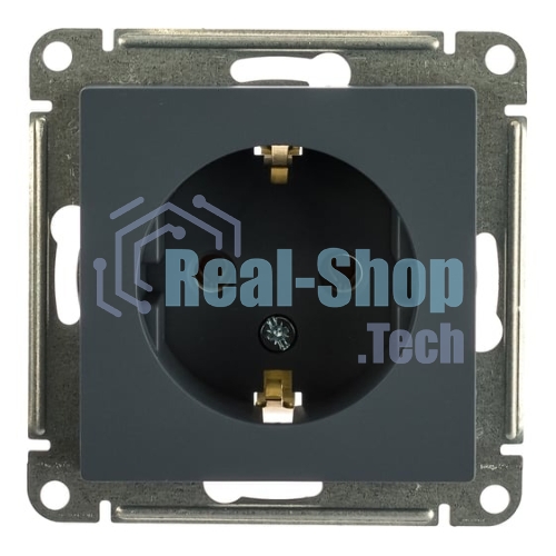 Механизм розетки 1-м СП AtlasDesign 16А IP20 с заземл. грифель