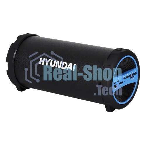 Колонка портативная Hyundai H-PAC220 черный/голубой 10W 1.0 BT/3.5Jack/USB