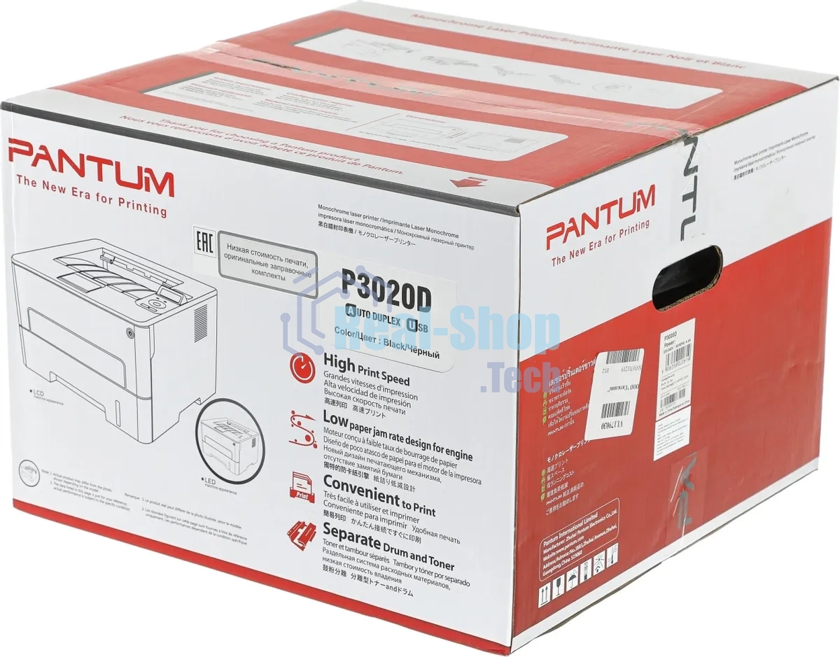 Принтер лазерный Pantum P3020D, А4, ч/б, печ. до 30 стр/мин., 600 x 600 dpi, USB, проектная модель