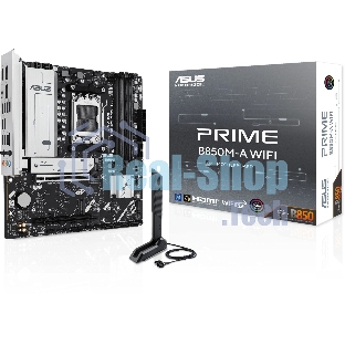Материнская плата ASUS PRIME B850M-A WIFI, AM5, AMD B850, 4xDDR5, 4xSATA, 3xM.2, 1xPCIe 5.0 x16, 1xPCIe 4.0 x16, 1xHDMI, 2xDP, 1x2.5Gb LAN, Wi-Fi 6E, Bluetooth 5.3, 2xUSB-A 10Gbps, 2xUSB-A 5Gbps, 4xUSB-A 2.0, 3x3.5 мм, 7.1, mATX