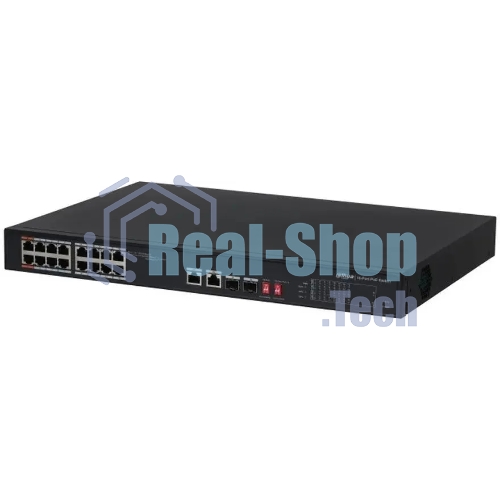 Коммутатор Dahua DH-S3218-16ET-135, 16×100 Мбит/с + 2×1 Гбит/с Combo, неуправляемый