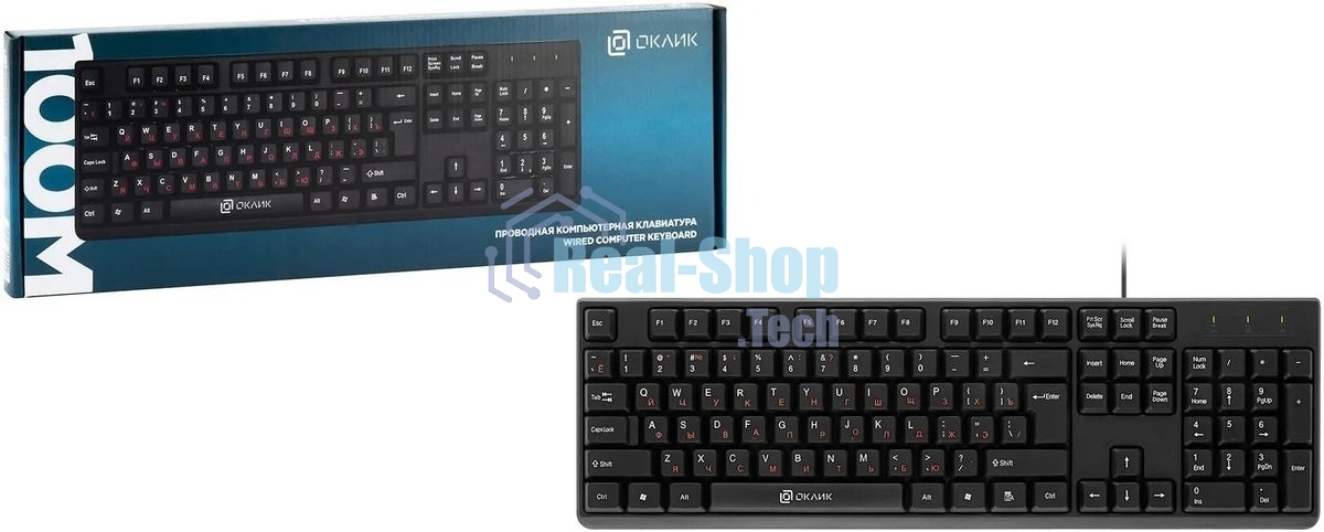 Клавиатура Oklick 100M HW3 проводная, USB Type-A, чёрный