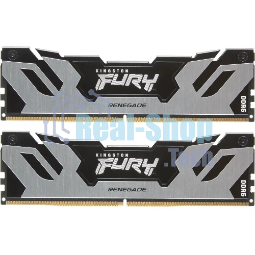Оперативная память Kingston Fury Renegade, DDR5, 64Gb (2x32Gb), 6400MHz, CL32, DIMM, радиатор, серебристый/черный
