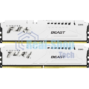 Оперативная память Kingston Fury Beast, DDR5, 32Gb (2x16Gb), 5600MHz, CL40, DIMM, с радиатором, белый