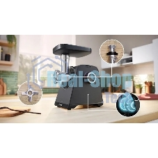 Мясорубка электрическая Bosch MFWS640B черный, 2100 Вт, 3.5 кг/мин, реверс, насадки - 9