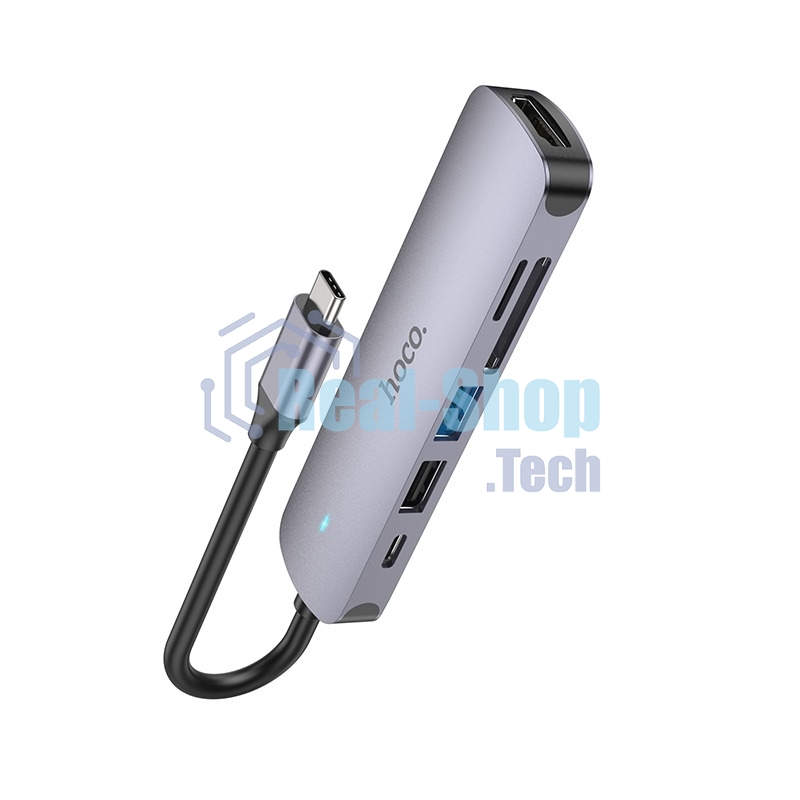Док-станция Hoco HB28, USB Type-C, USB 3.0/PD100W/SD/TF/USB 2.0/HDMI, USB Type-C
