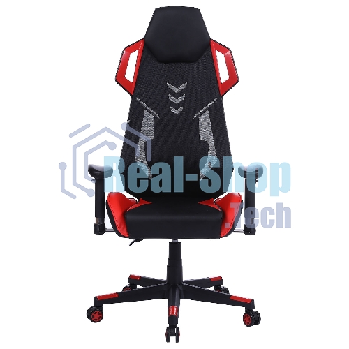 Кресло игровое Cactus CS-CHR-090BLR черный/красный, сиденье черный/красный, эко.кожа/сетка, крестовина пластик, пластик черный