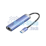 Сетевой адаптер Vention USB 3.0 M/Gigabit Ethernet RJ45+OTG хаб 3xUSB Синий - 0.15м.