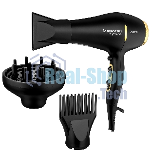 Фен BRAYER BR3010 черный/золотистый, 2200 Вт