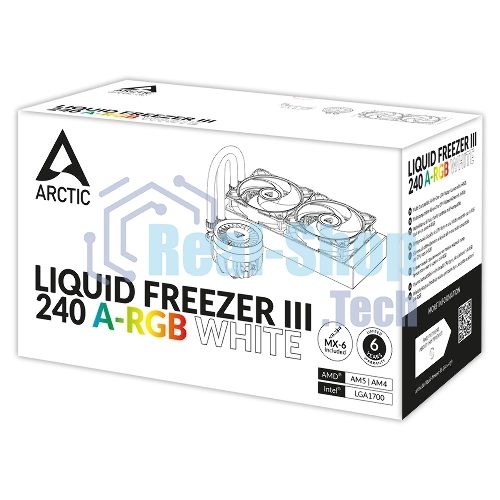 Жидкостная система охлаждения Arctic Liquid Freezer III 240 A-RGb белый, 120 мм, алюминий, 2800 об/мин, 25 дБ, 4 pin, 250 Вт