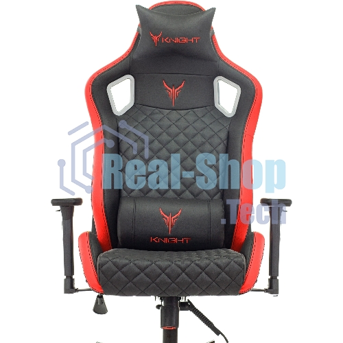 Кресло Knight OUTRIDER черный/красный, экокожа, 120 кг, механизм качания
