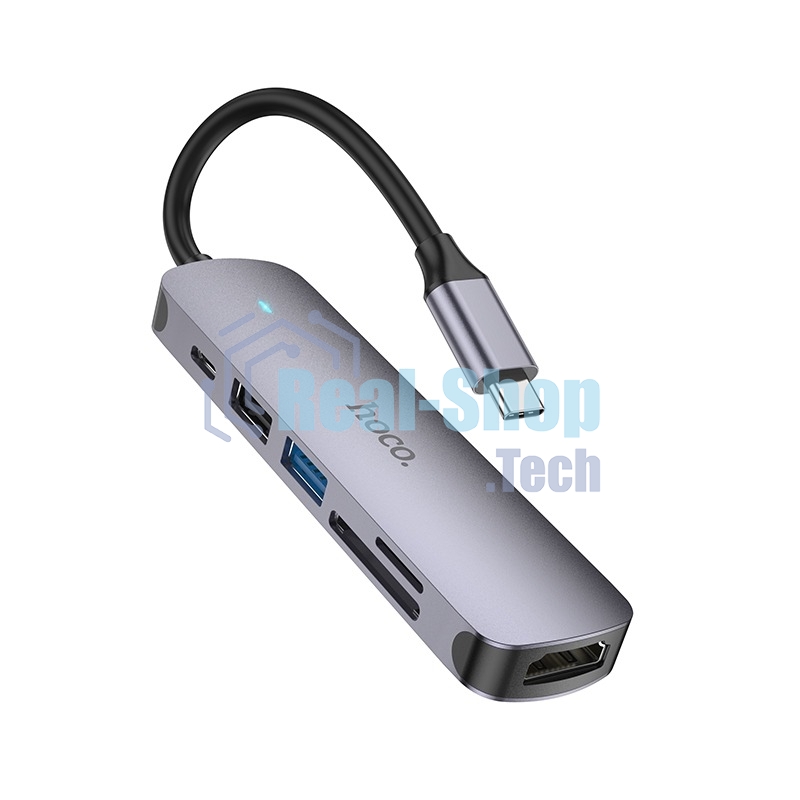 Док-станция Hoco HB28, USB Type-C, USB 3.0/PD100W/SD/TF/USB 2.0/HDMI, USB Type-C