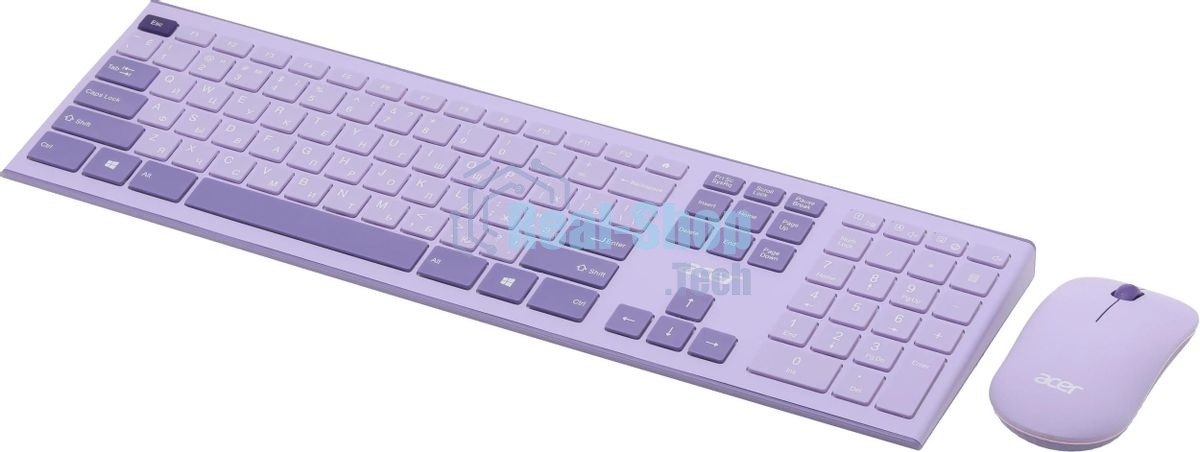 Комплект клавиатура + мышь Acer OCC205 беспроводной USB, 1200 dpi, фиолетовый