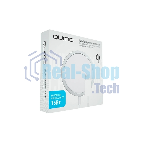 Беспроводное сетевое зарядное устройство Qumo Qi15w (Charger 0046) c поддержкой MagSafe для iPhone