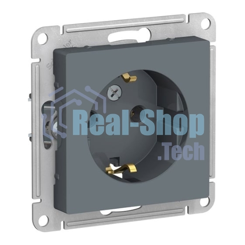 Механизм розетки 1-м СП AtlasDesign 16А IP20 с заземл. грифель