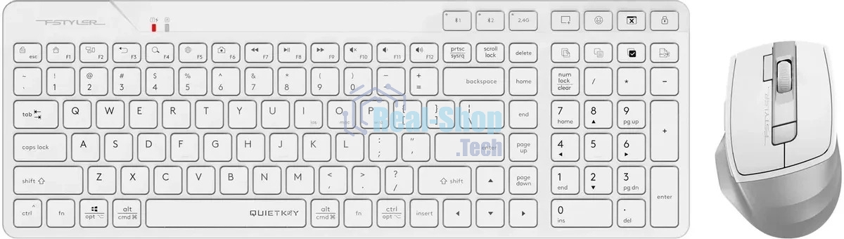 Комплект клавиатура+мышь A4Tech FStyler FB2800C Air2 беспроводной, USB + Bluetooth, 2000 DPI, белый/серый