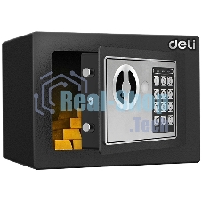 Сейф Deli ET510 230x 170x 170 мм, ключевой, электронный, черный/серебристый
