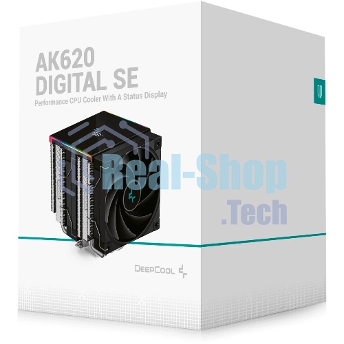 Кулер для процессора DEEPCOOL AK620 DIGITAL SE LGA20XX/1700/1200/115X/AM5/AM4 (9шт/кор, TDP 260W, PWM, DUAL Fan 120мм, 6 тепл. трубок, ARGb, черный) RET (R-AK620-BKADMN-GJD)